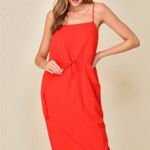 Elegant Red Spaghetti Strap Dress